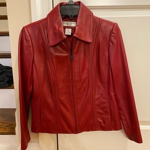 Red Lamb Skin Leather Jacket - image 1